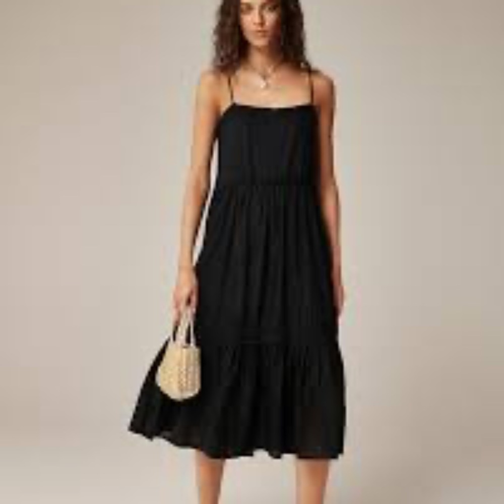 J CREW NWT Black Sorrento Sleeveless SunDress in Cotton Voile